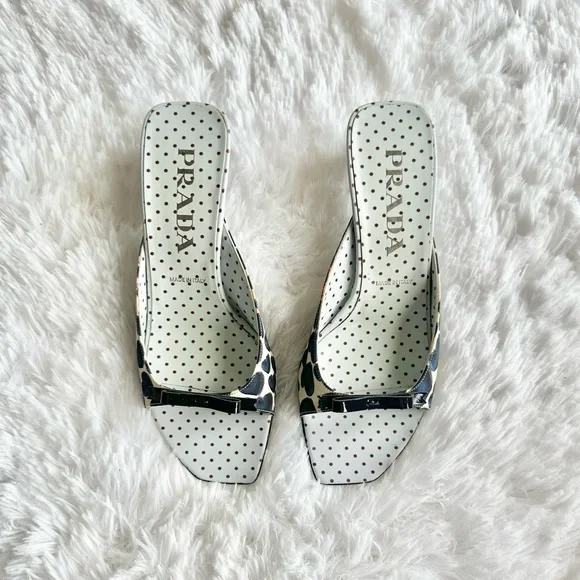 Vintage Prada SS200 Polka Dot Heart Kitten Heels - Picture 3 of 9